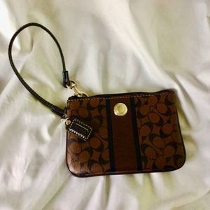 Coach Brown Signature Wristlet NWOT